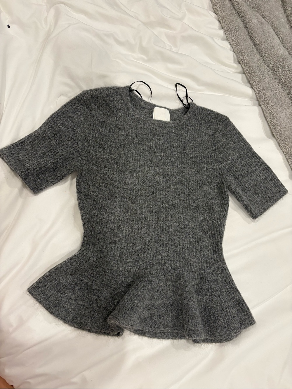 H&M Charcoal Gray Peplum Knit Top